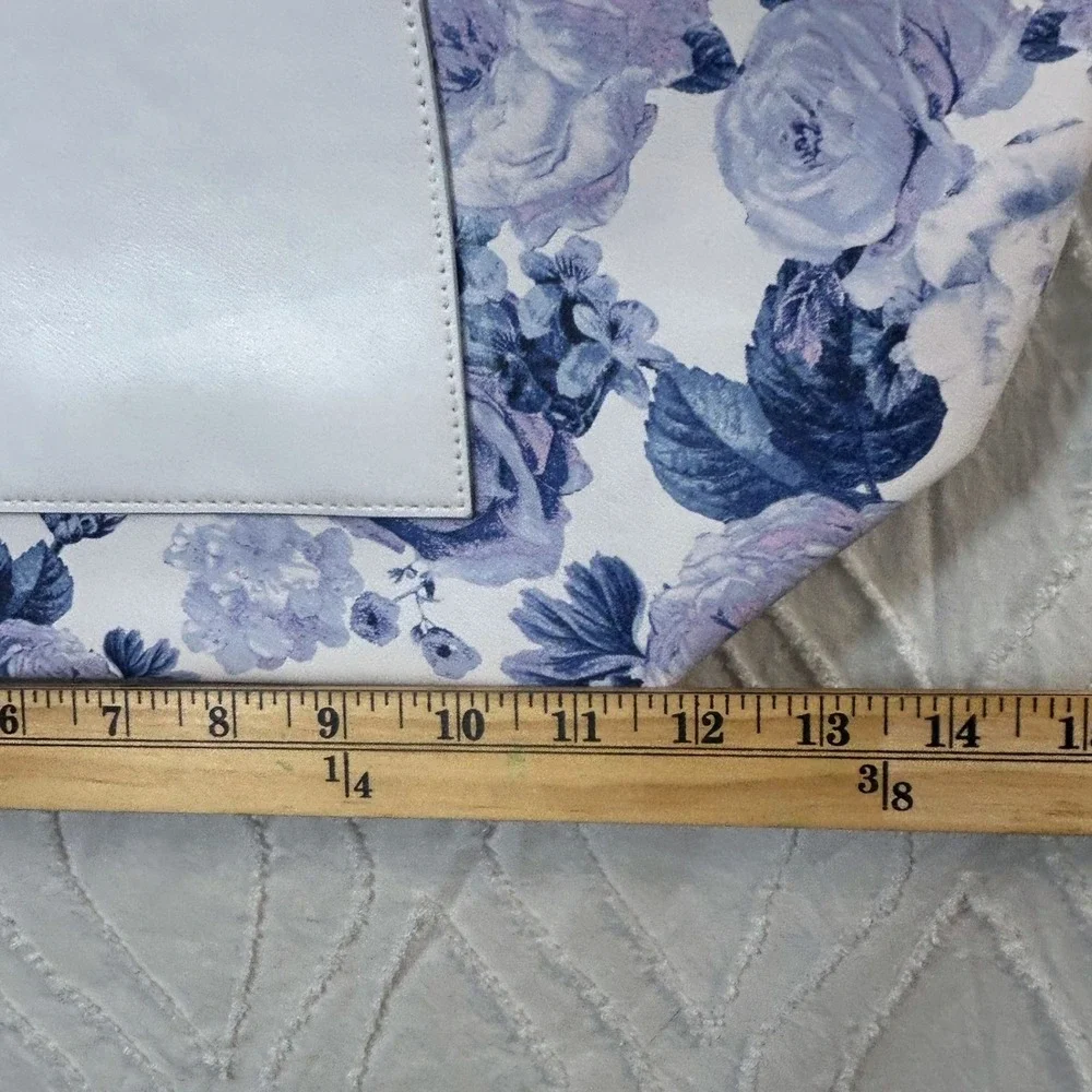 Victoria's Secret Floral Tote Bag Blue Lavender Purple White Large Shoulder NEW